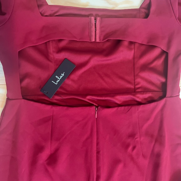 Lulu’s Wine Red Puff Sleeve Dress - Picture 5 of 7